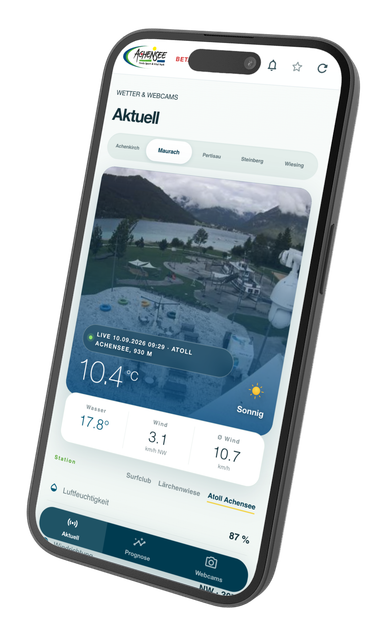 Smartphone mit Achensee Wetter App